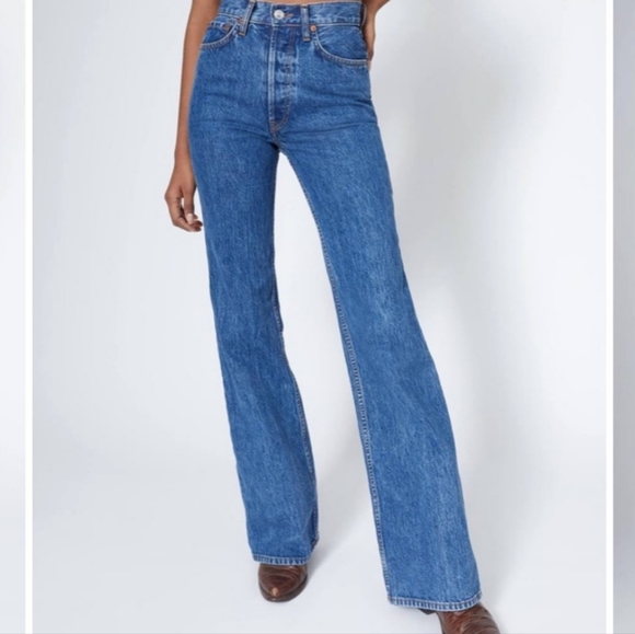 RE/Done 70's Ultra High Rise Bell Bottom Size 30 New With Tags - Picture 6 of 7